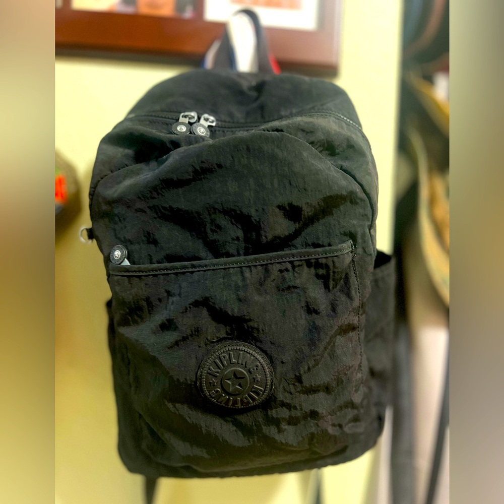 Kipling Bennett Medium Backpack Black Canvas Zipp… - image 1